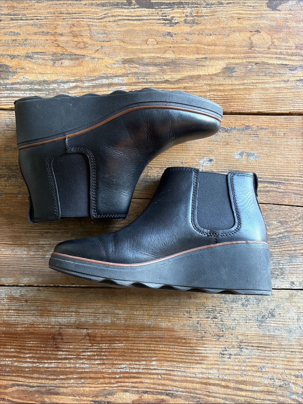 Clarks Black Wedge Chelsea Ankle Booties